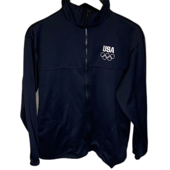 Vintage USA Olympic Committee Navy Full Zip Athletic Track Jacket Size L - Picture 2 of 12